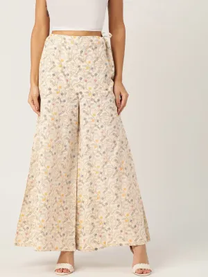 Off White Bird Kantha Print Palazzo