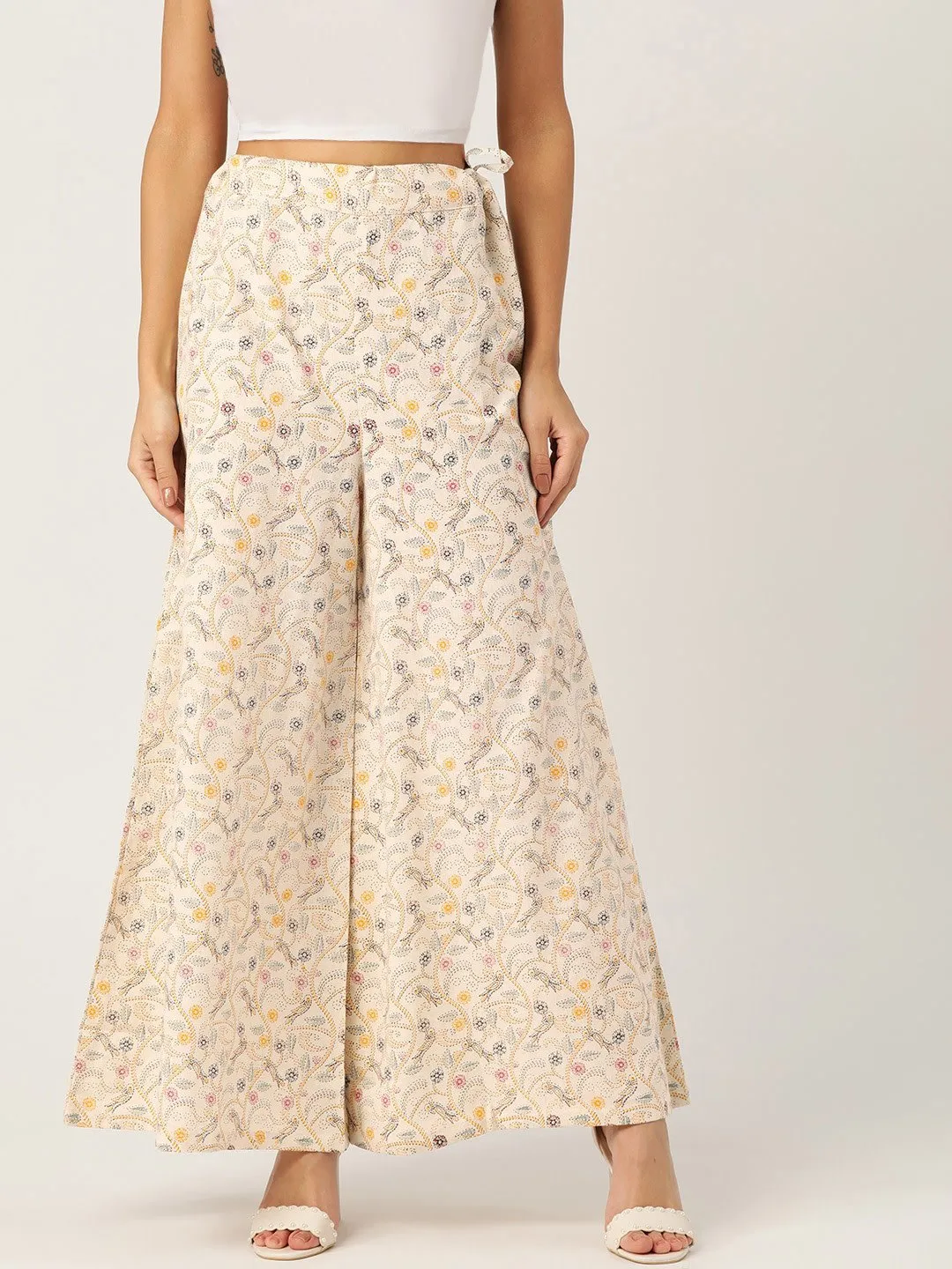 Off White Bird Kantha Print Palazzo