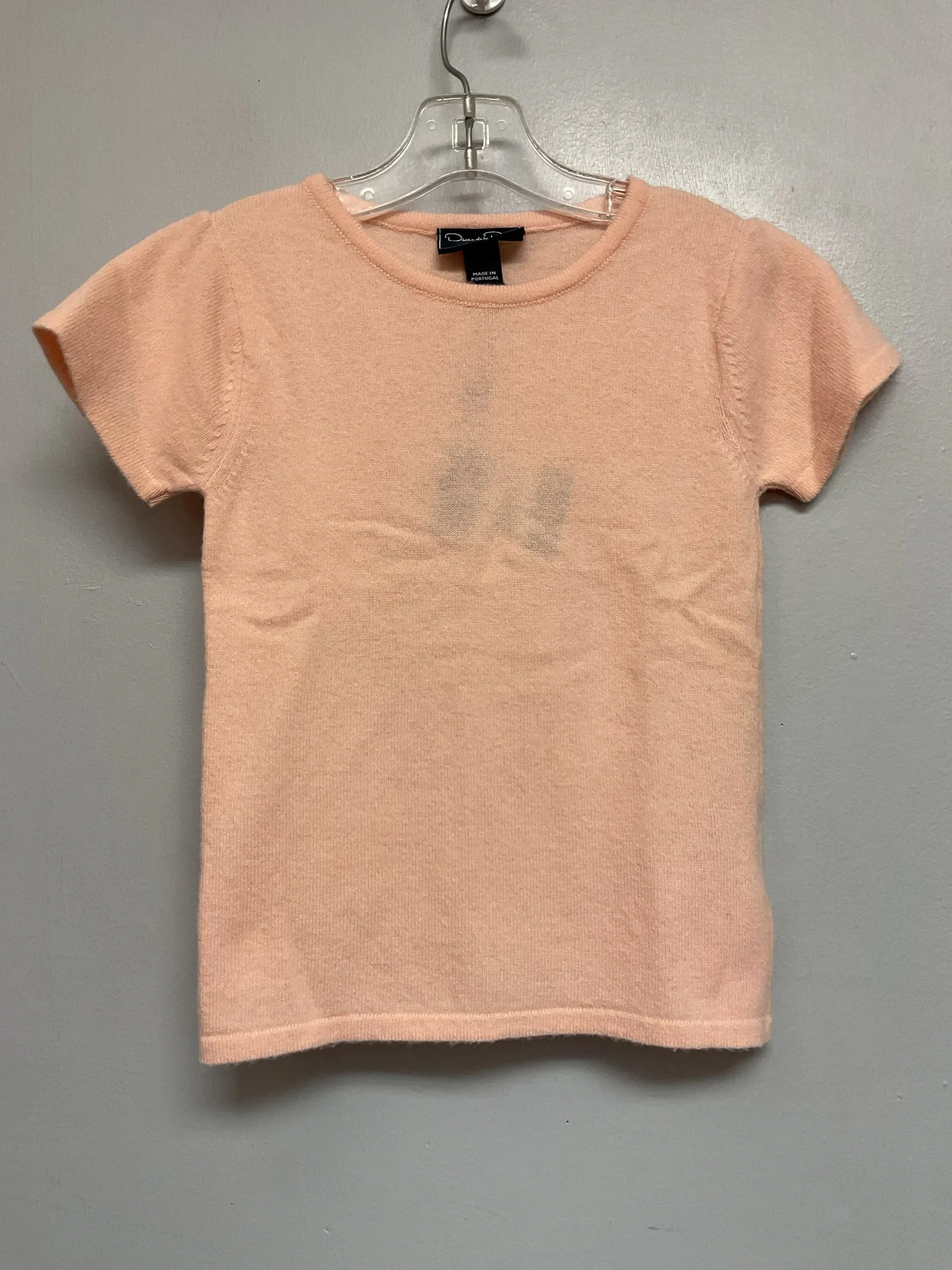 Oscar de la Renta Size 6 Peach Merino & Cashmere Girls Tees/Polos/Tunics