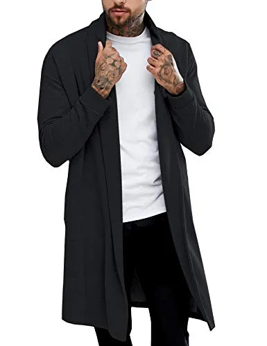 Pacinoble Men's Ruffle Cardigan in Black