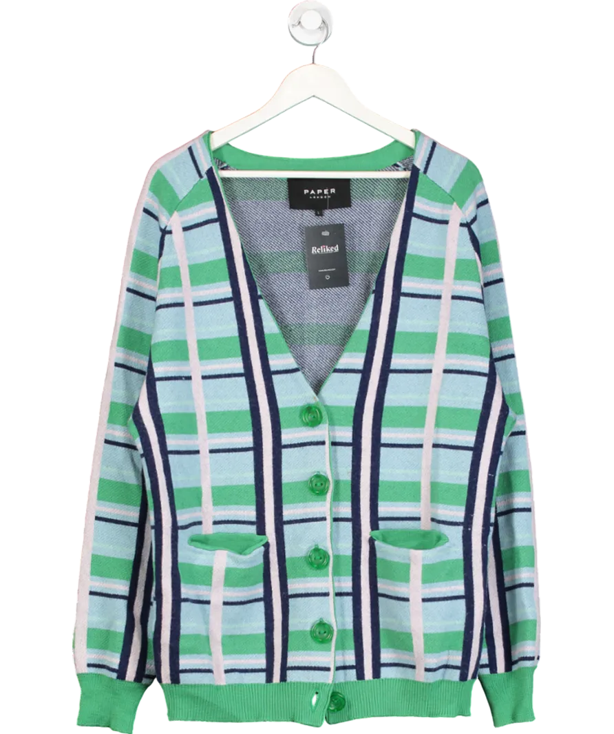 Paper London Multicoloured Checked Wool Cardigan UK L