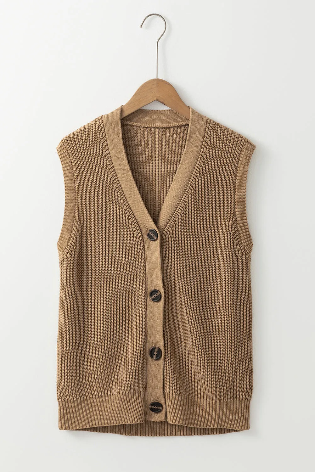 Parchment V Neck Buttoned Front Sweater Vest