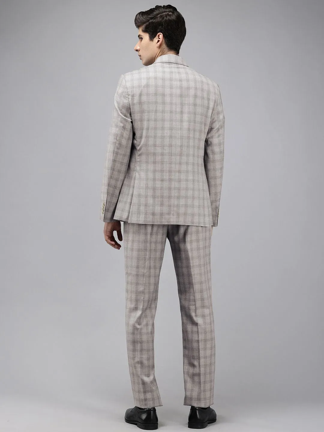 Park Avenue Checked Notched Lapel Single-Breasted 2 Piece Formal Suits