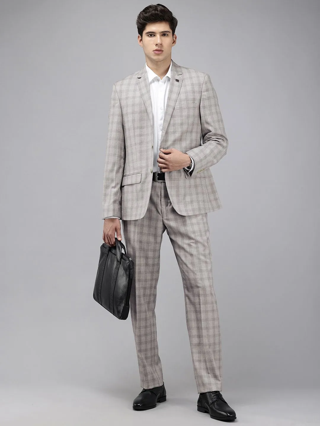 Park Avenue Checked Notched Lapel Single-Breasted 2 Piece Formal Suits