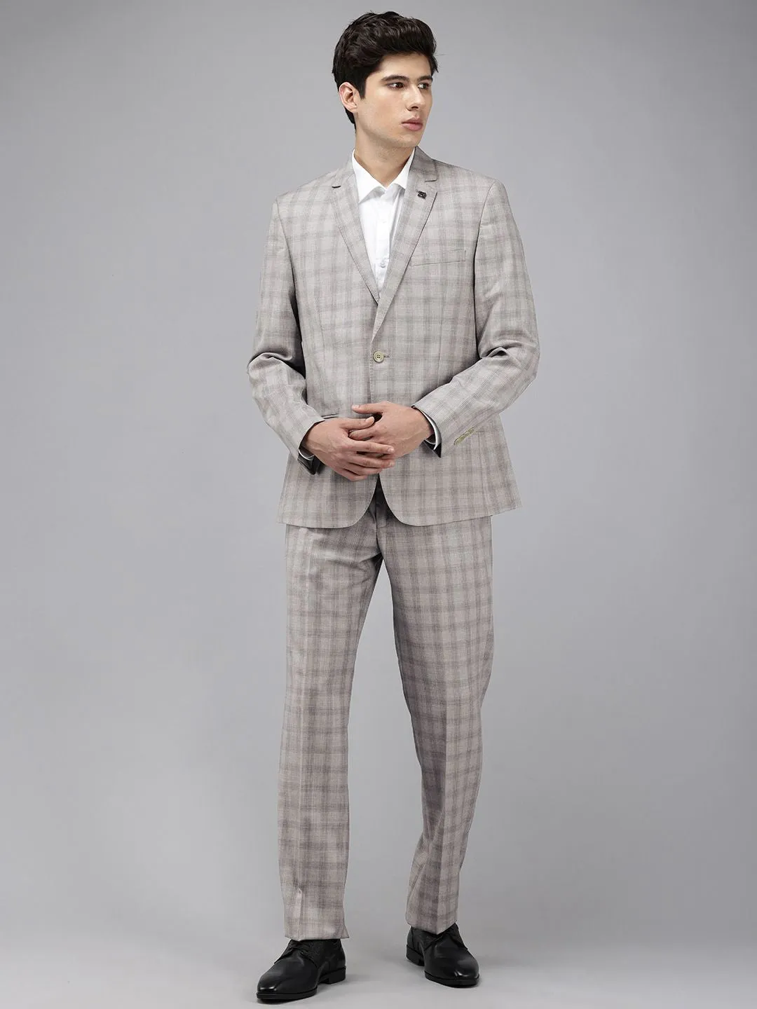 Park Avenue Checked Notched Lapel Single-Breasted 2 Piece Formal Suits
