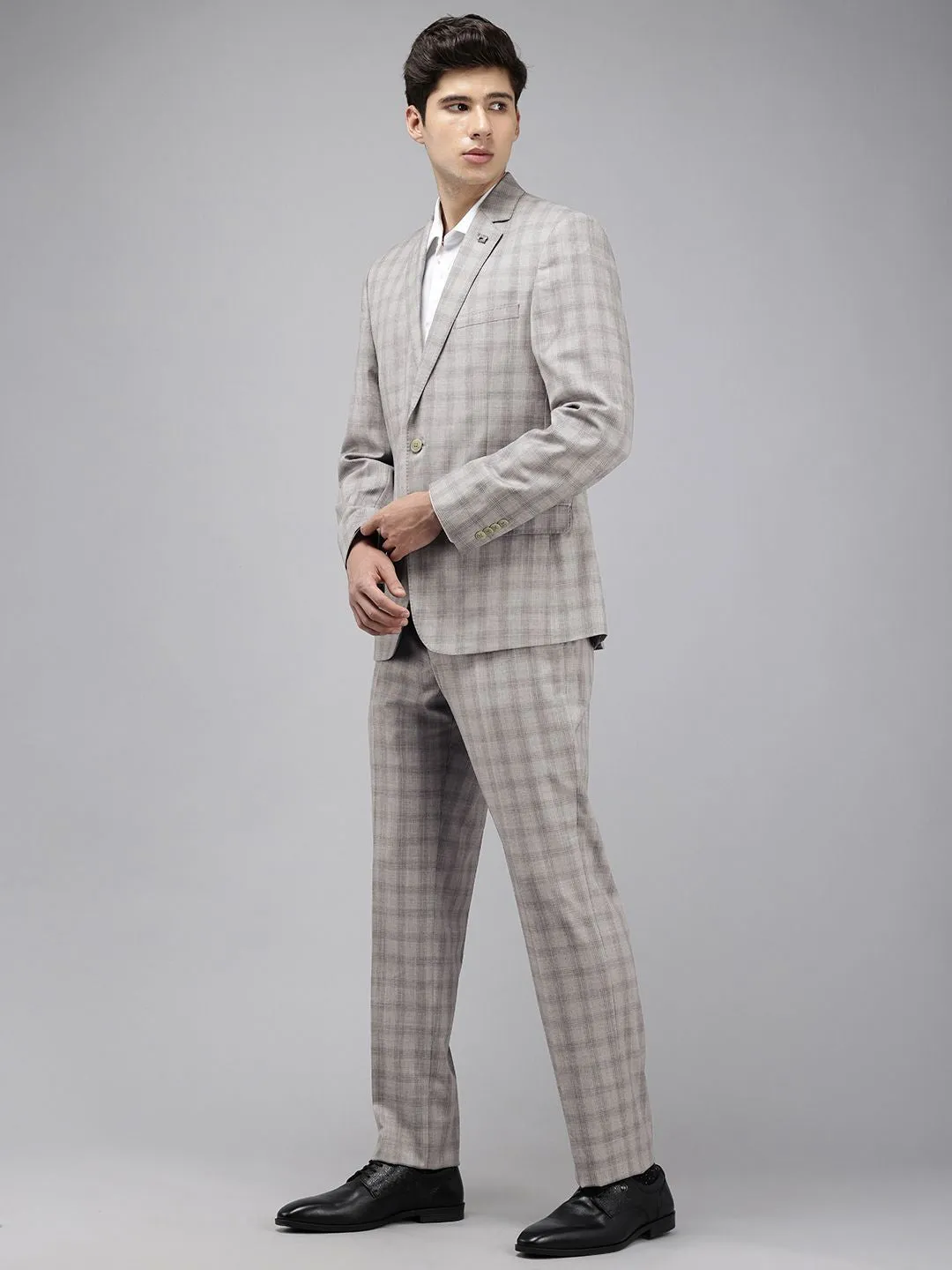 Park Avenue Checked Notched Lapel Single-Breasted 2 Piece Formal Suits
