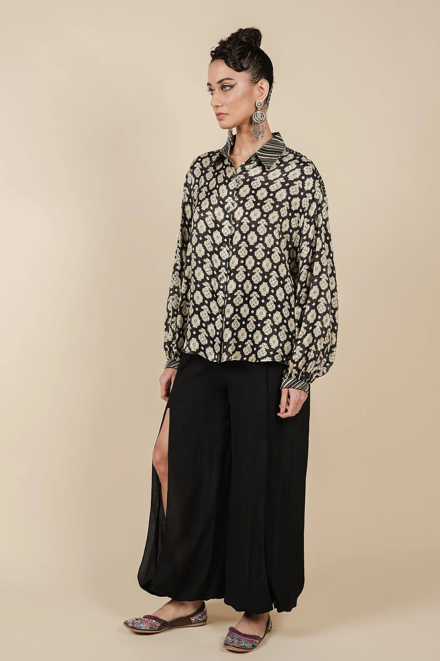 Pearl Ivory Printed Long Top