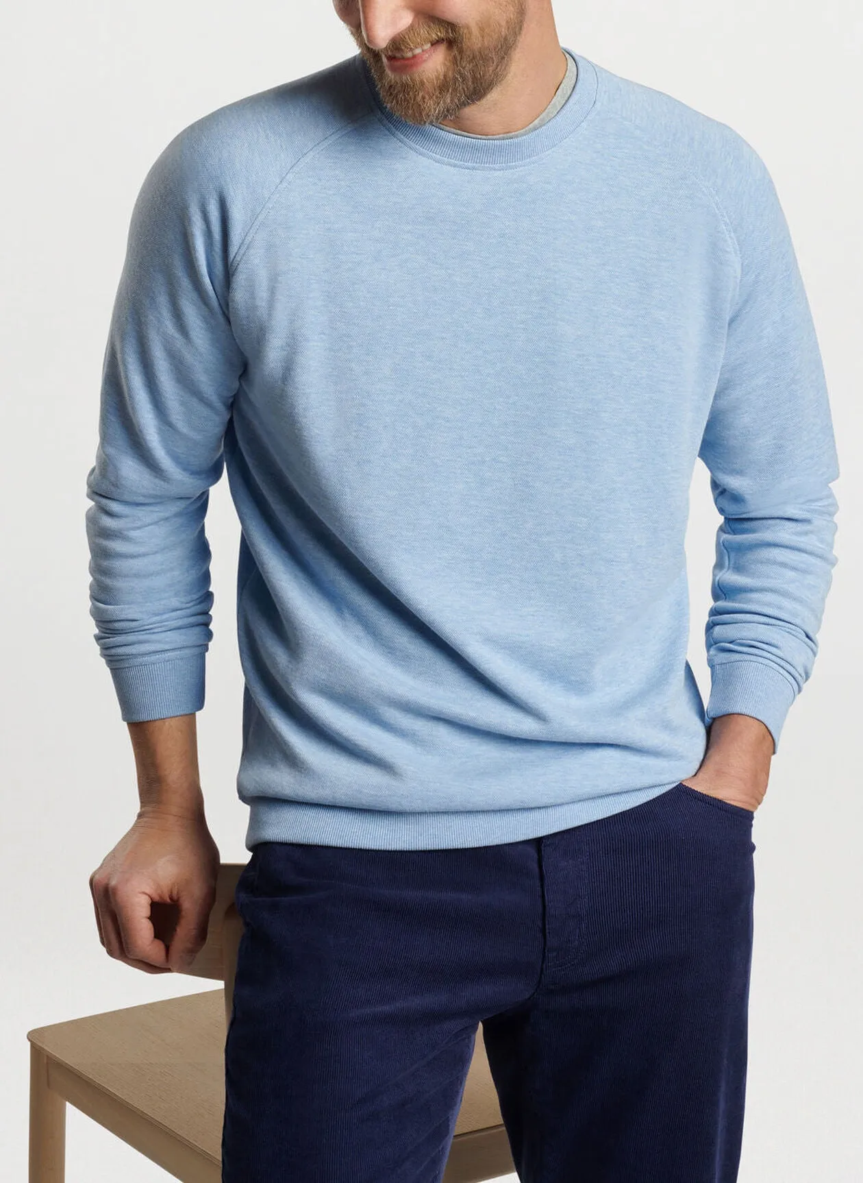 Peter Millar Mens Classic Fit Crown Comfort Knit Crew - COTTAGE BLUE