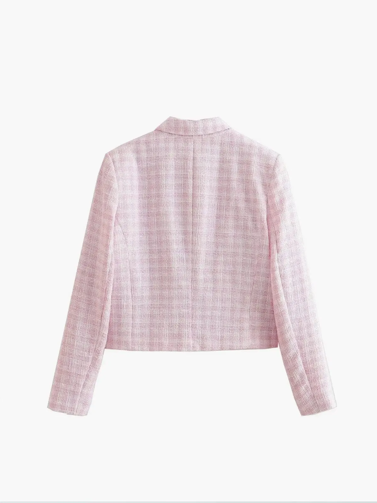 Pink Tweed Cropped Blazer