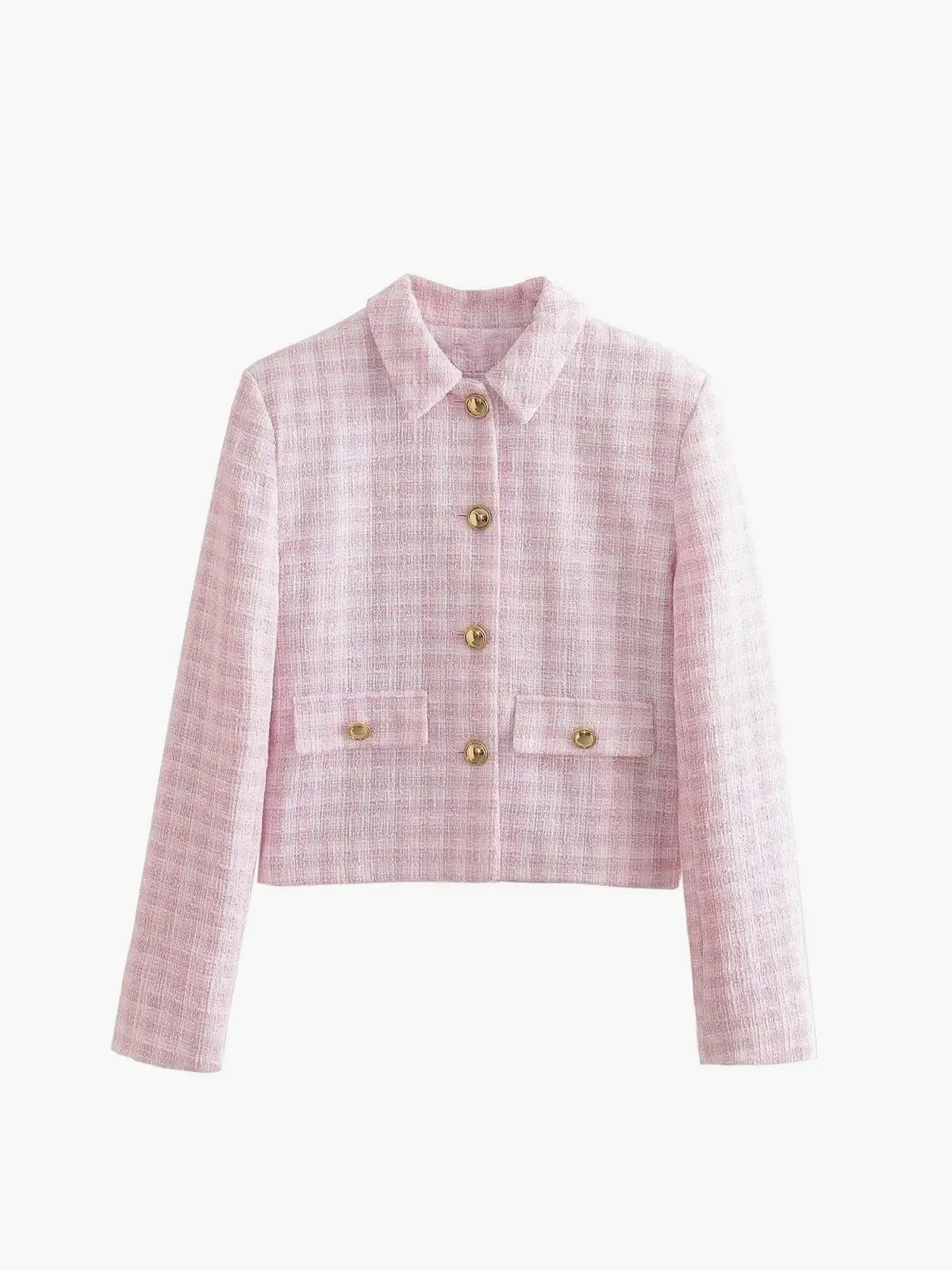 Pink Tweed Cropped Blazer