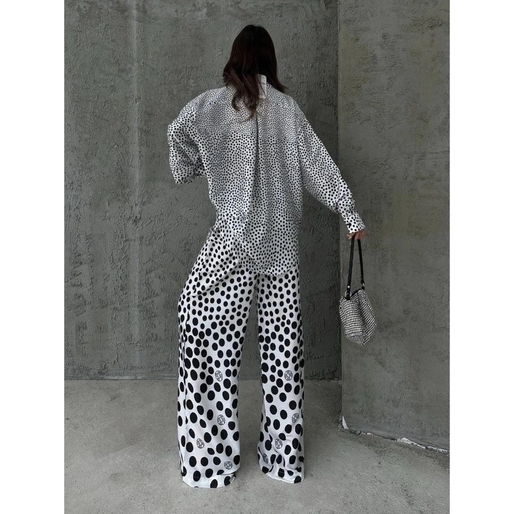 Polka Dot Woven Drape Two-piece Suit