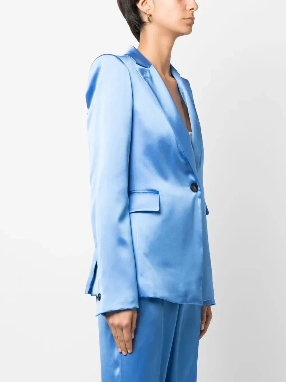 Purple 2 Piece Peak Lapel Single Button Solid Satin Women's Suit