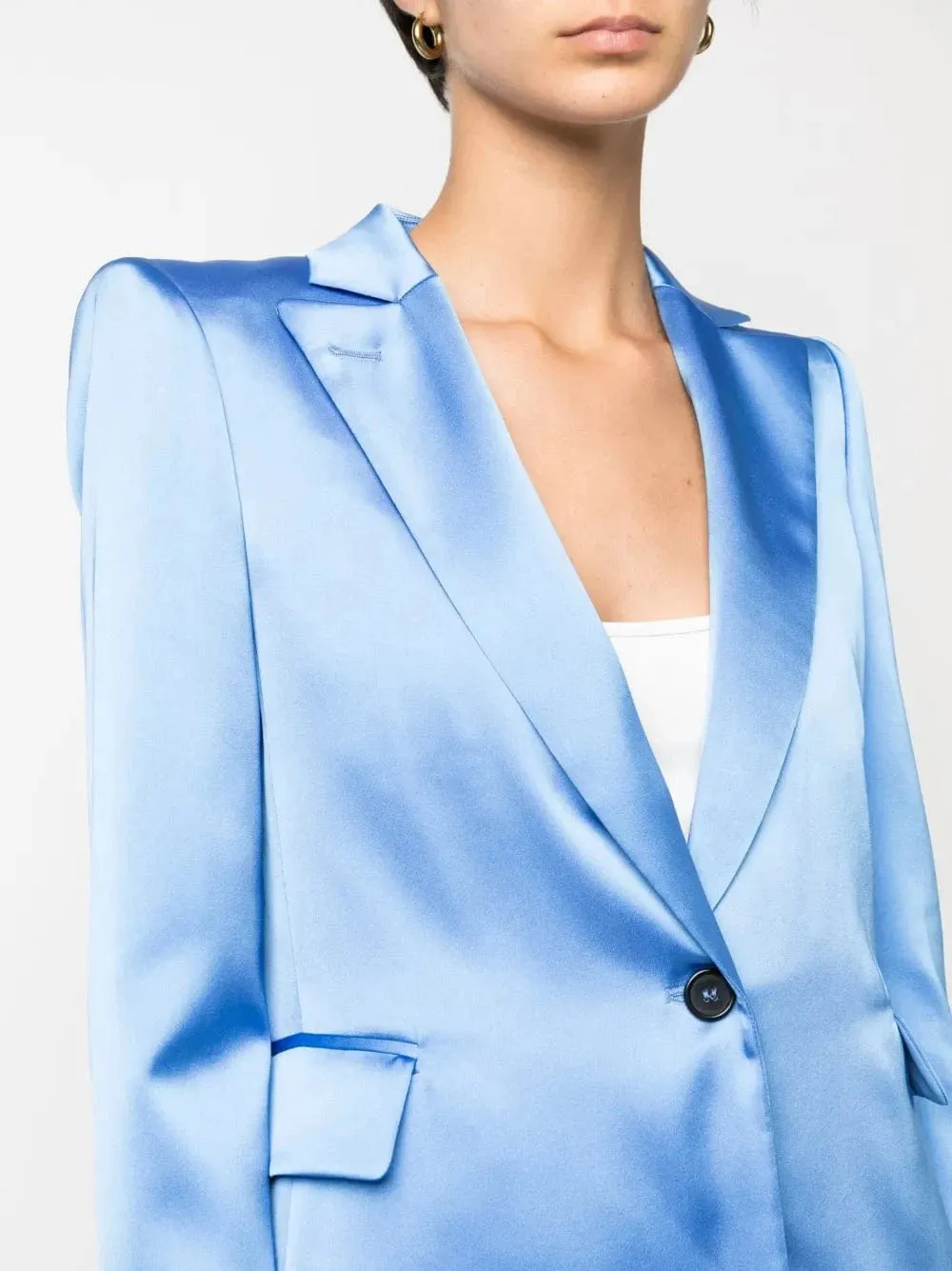 Purple 2 Piece Peak Lapel Single Button Solid Satin Women's Suit