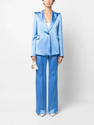 Purple 2 Piece Peak Lapel Single Button Solid Satin Women's Suit