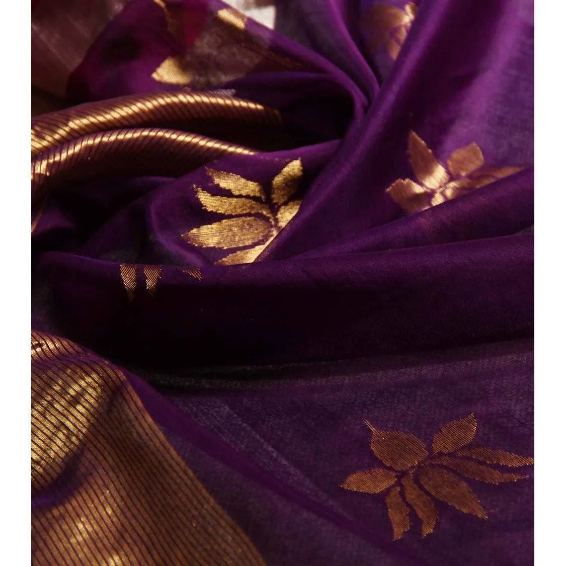 Purple Chanderi Cotton Silk Saree with Zari Work
