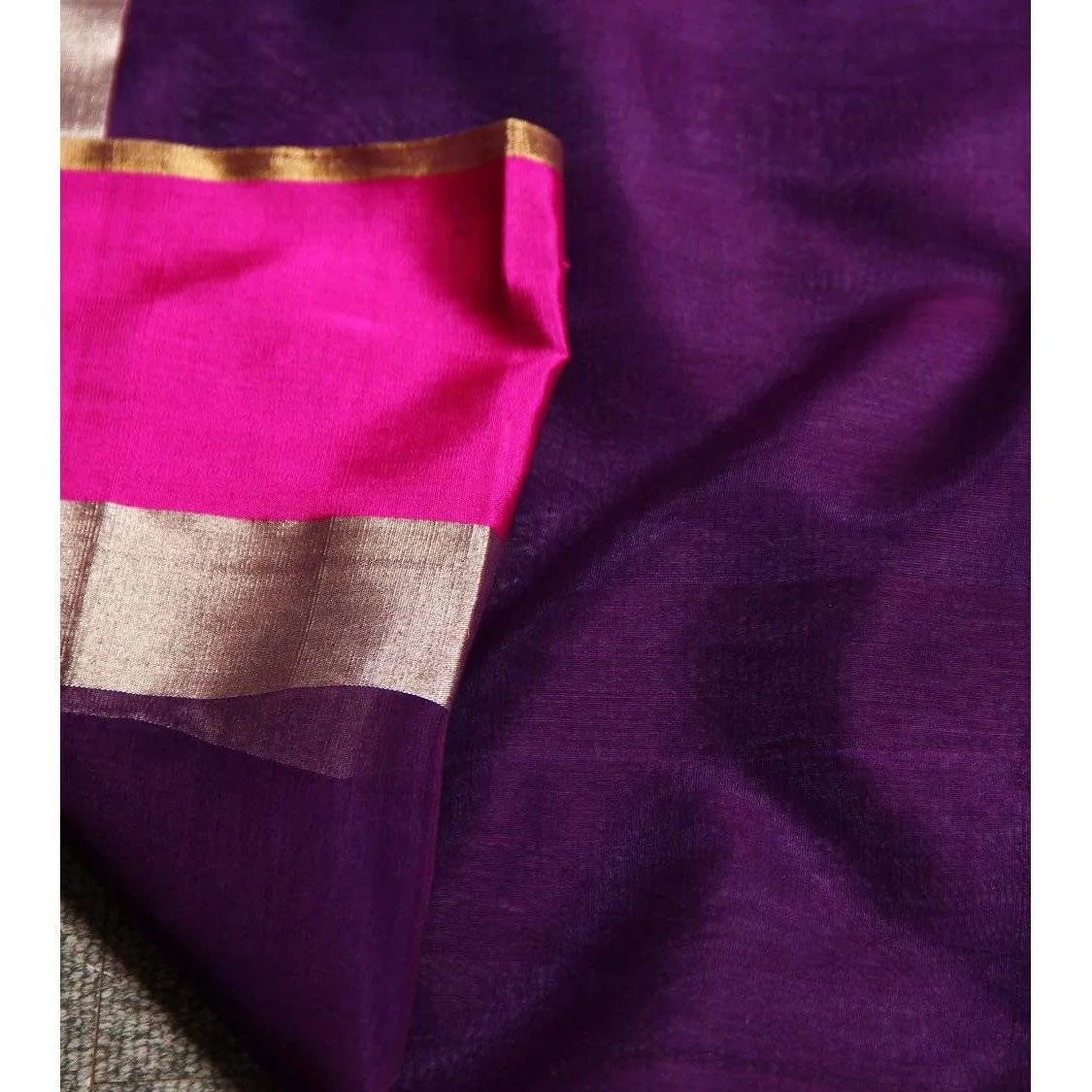 Purple Chanderi Cotton Silk Saree with Zari Work