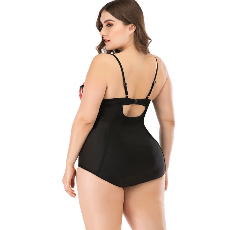 Push Up One Piece Swimsuit Large Plus Sizes Floral Swimwear Women