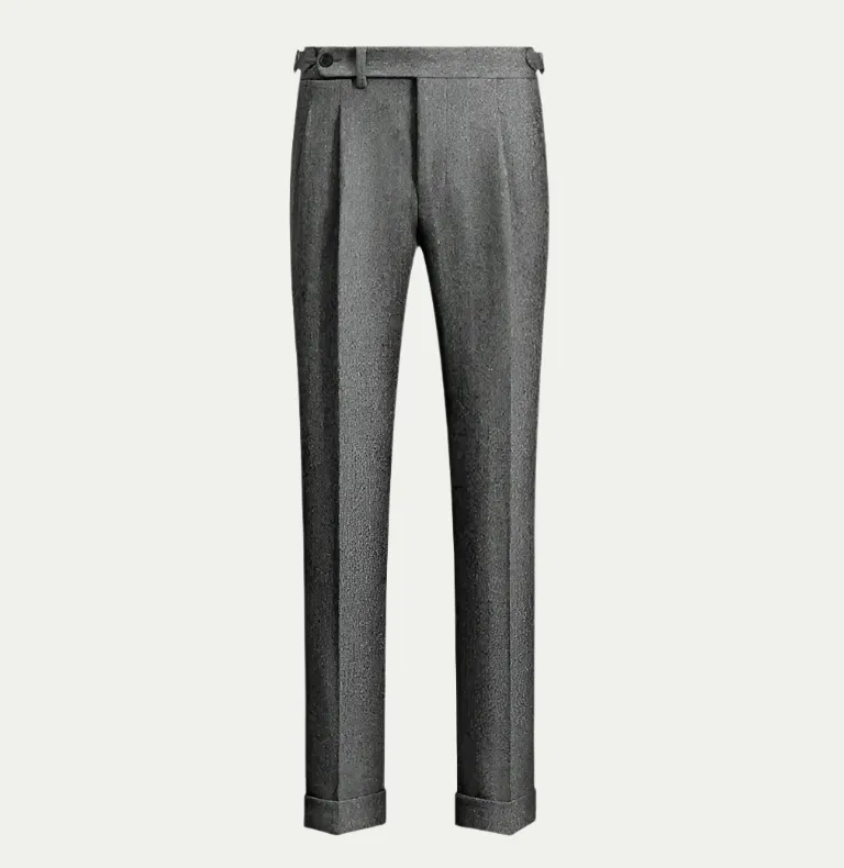 Randimo | Mens High Waist Wool Tweed Trousers
