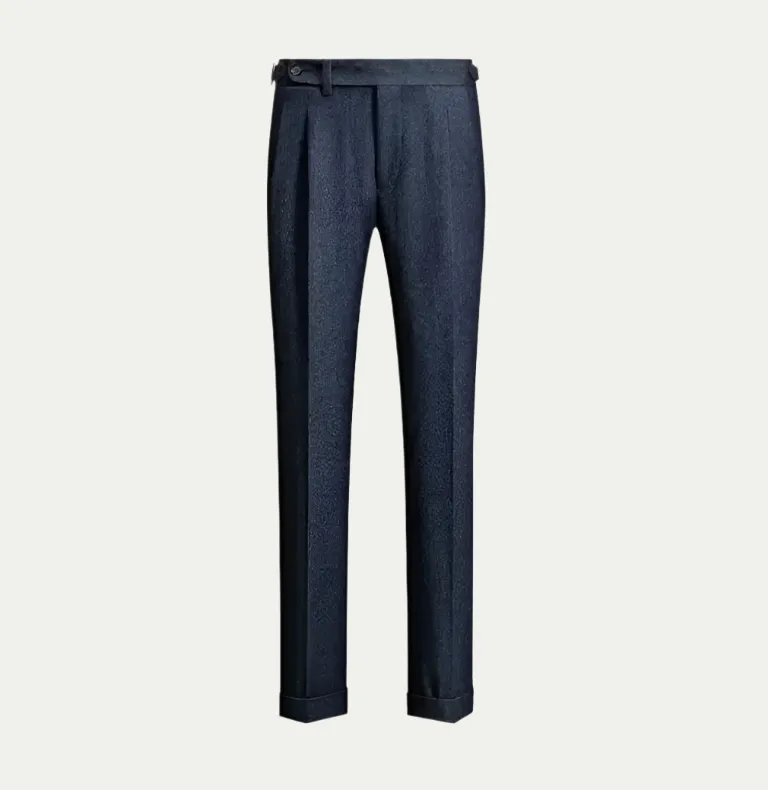 Randimo | Mens High Waist Wool Tweed Trousers