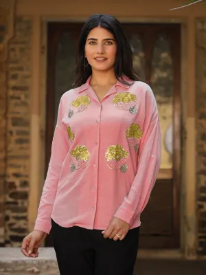 Rayon Flex Embroidered Women's Shirt