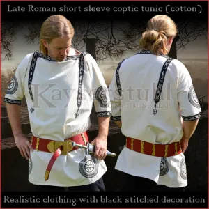 Realistic clothing - Late-Roman Coptic short sleeve tunic (Cotton, black pattern)