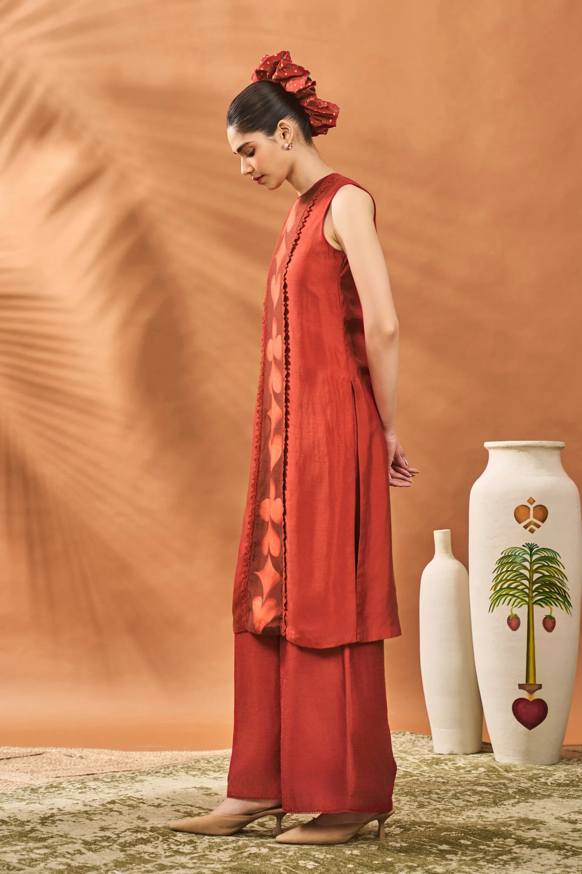 Red All Fours Tunic Set