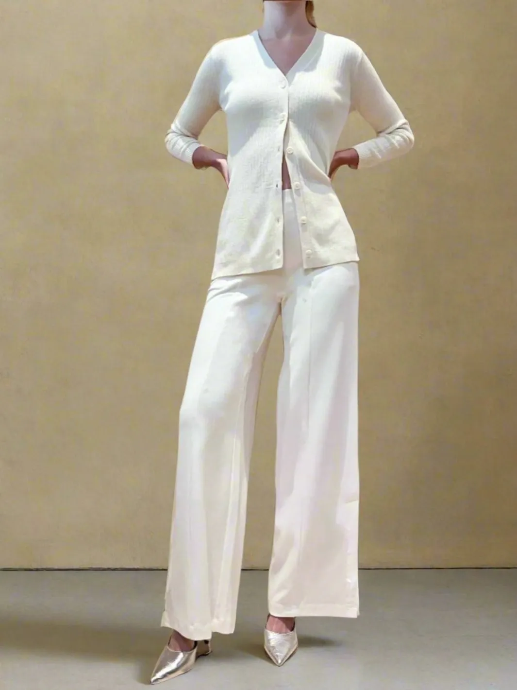 Rib Knit Cardigan with Cashmere - The Trinity