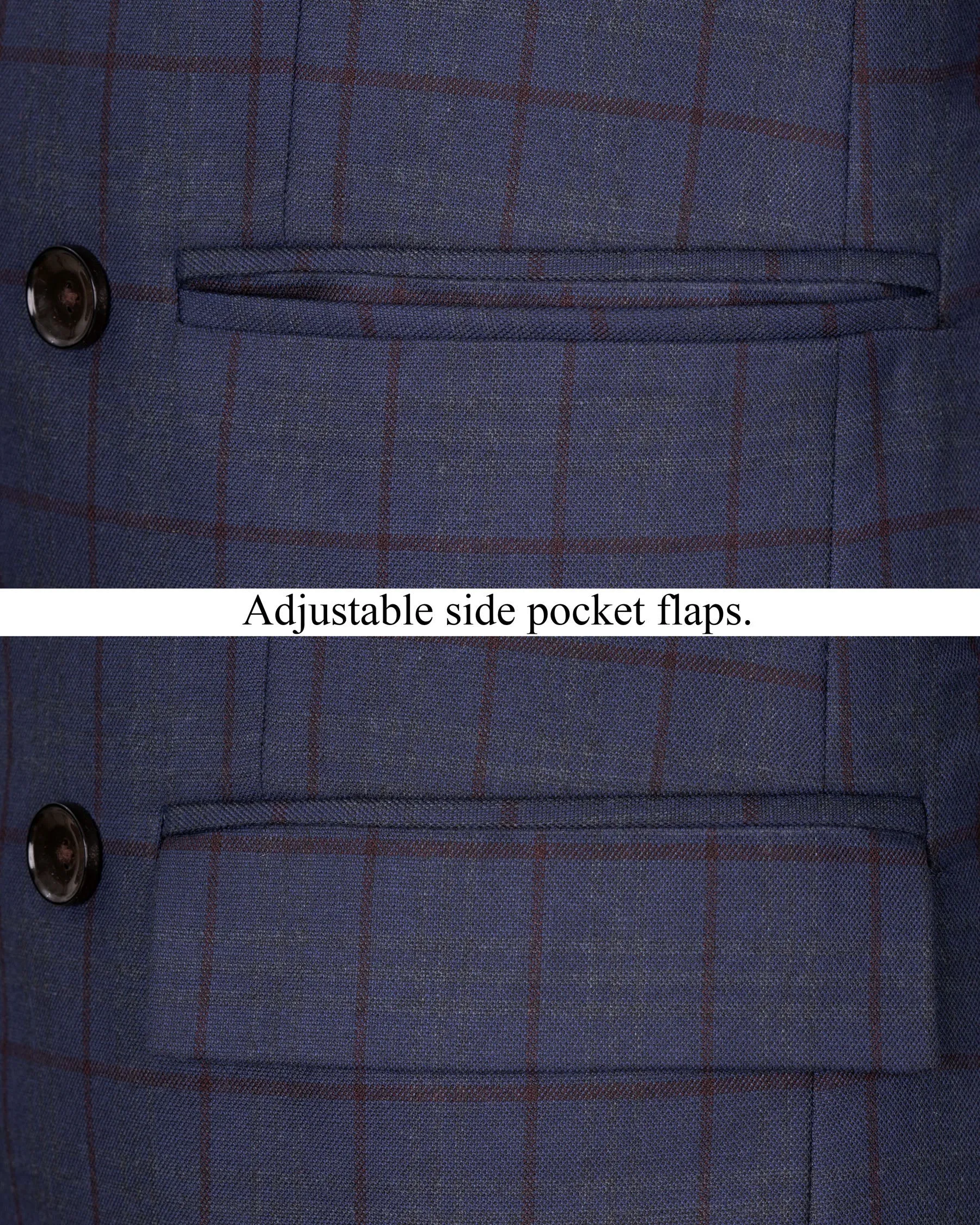 River Bed Blue Windowpane Double Breasted Blazer