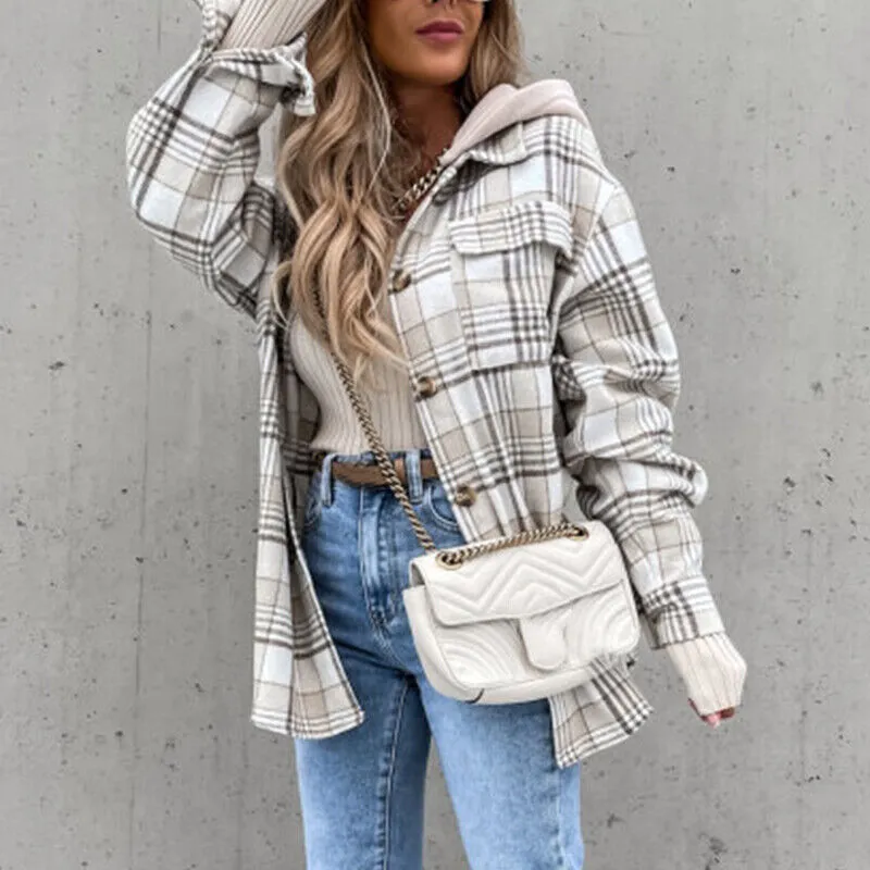 Rocci Coat | Stylish Checked Hooded Coat