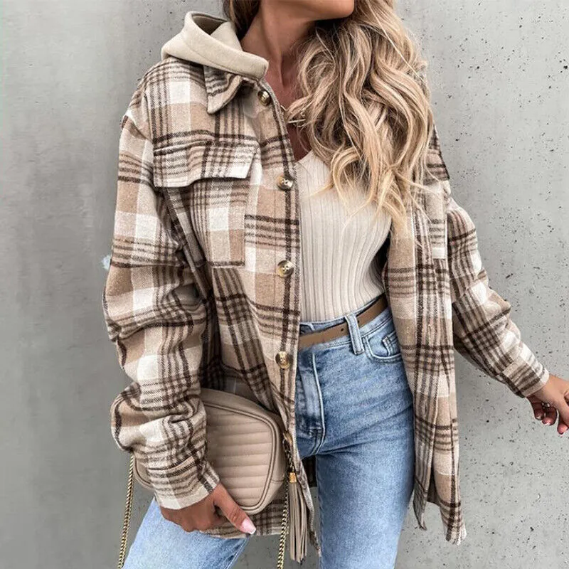 Rocci Coat | Stylish Checked Hooded Coat