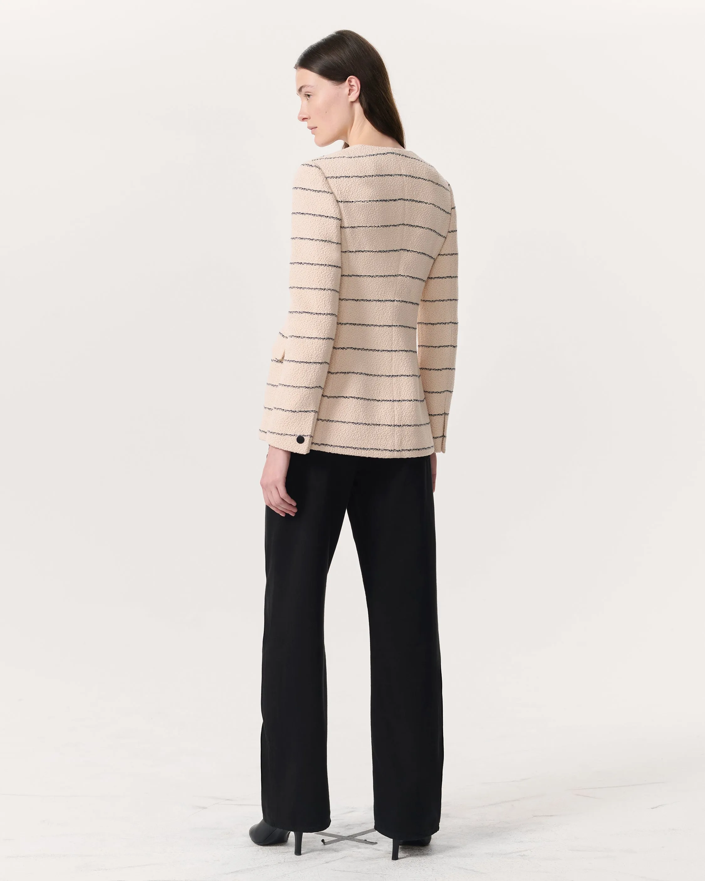 Roslyn Cotton Tweed Scoop-Neck Blazer