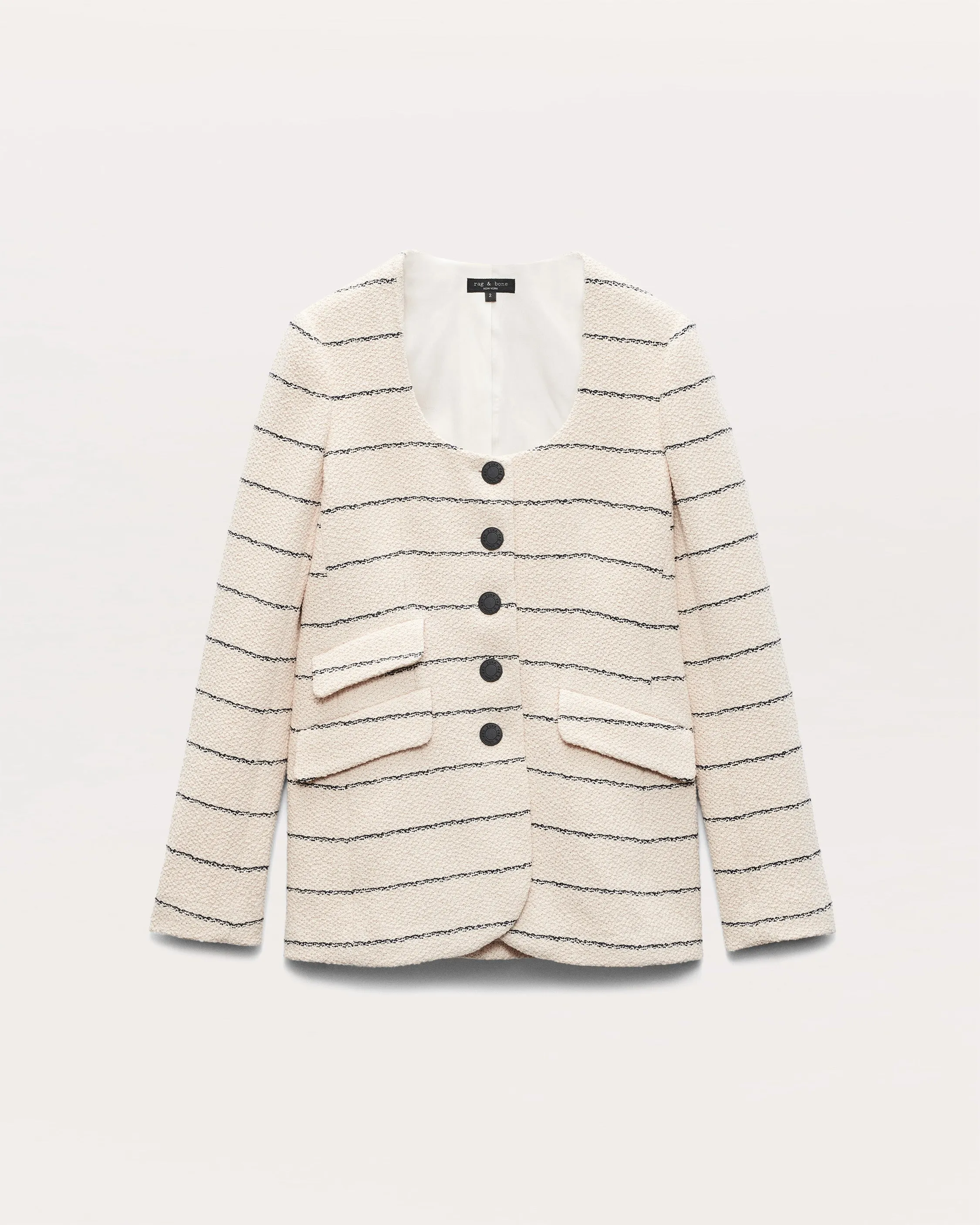 Roslyn Cotton Tweed Scoop-Neck Blazer