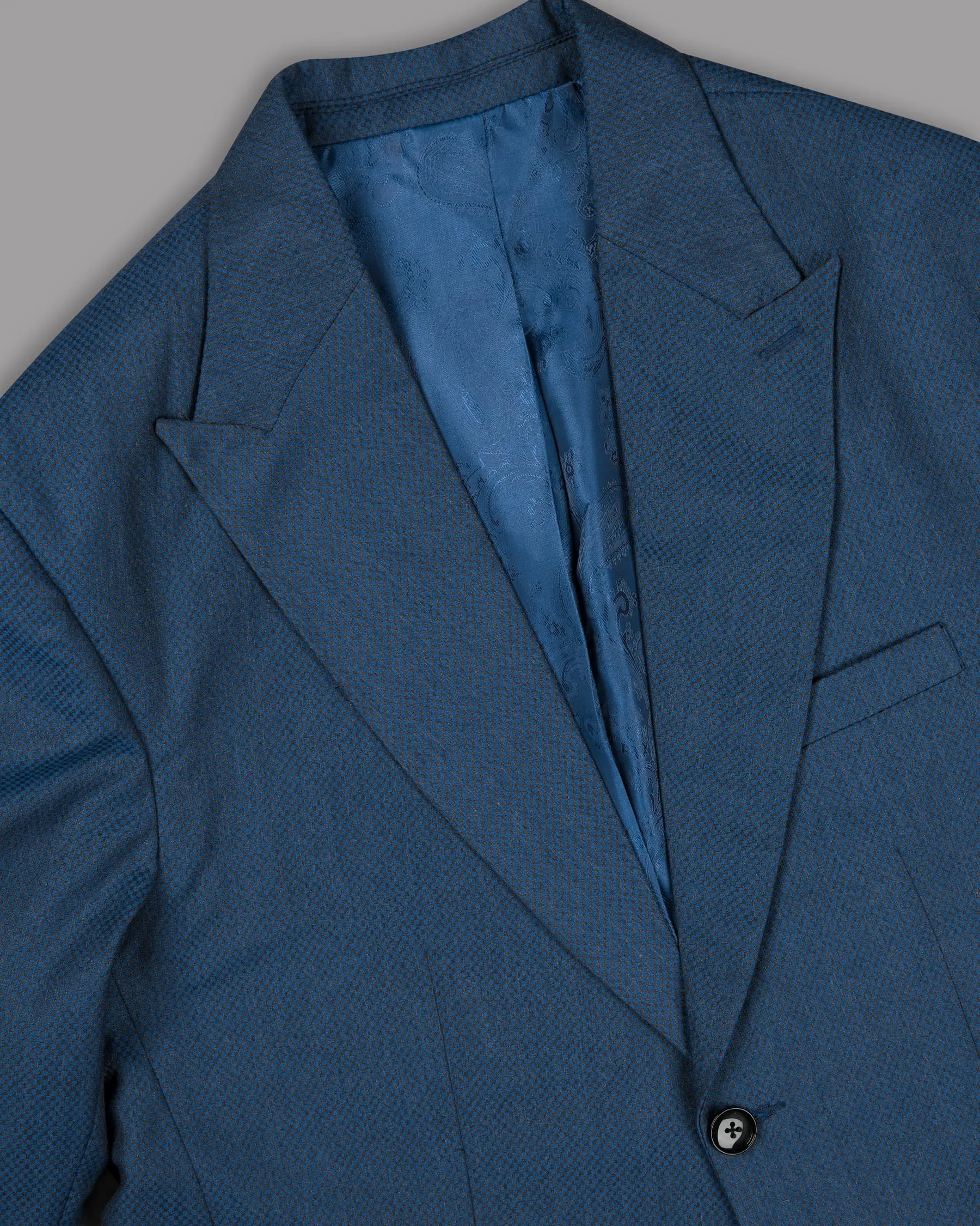 Royal blue with Subtle Charcoal Micro checked Wool Rich Blazer