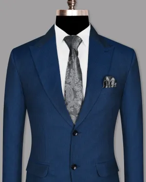 Royal blue with Subtle Charcoal Micro checked Wool Rich Blazer