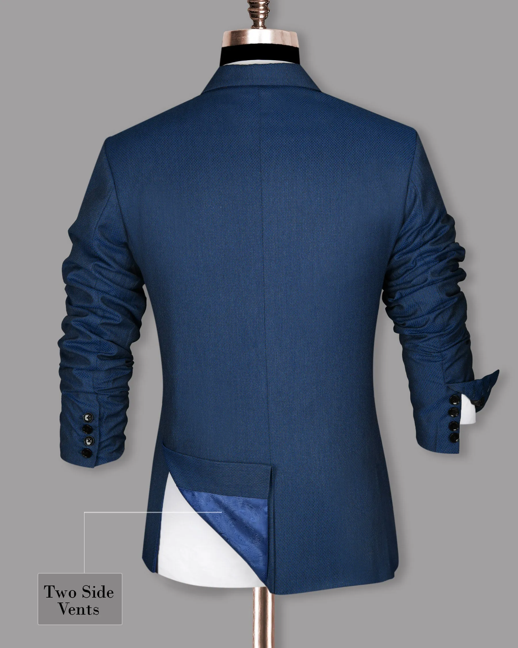 Royal blue with Subtle Charcoal Micro checked Wool Rich Blazer
