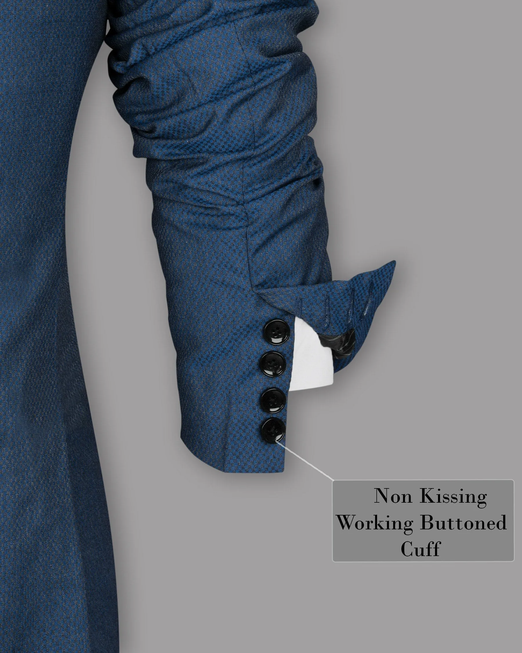 Royal blue with Subtle Charcoal Micro checked Wool Rich Blazer