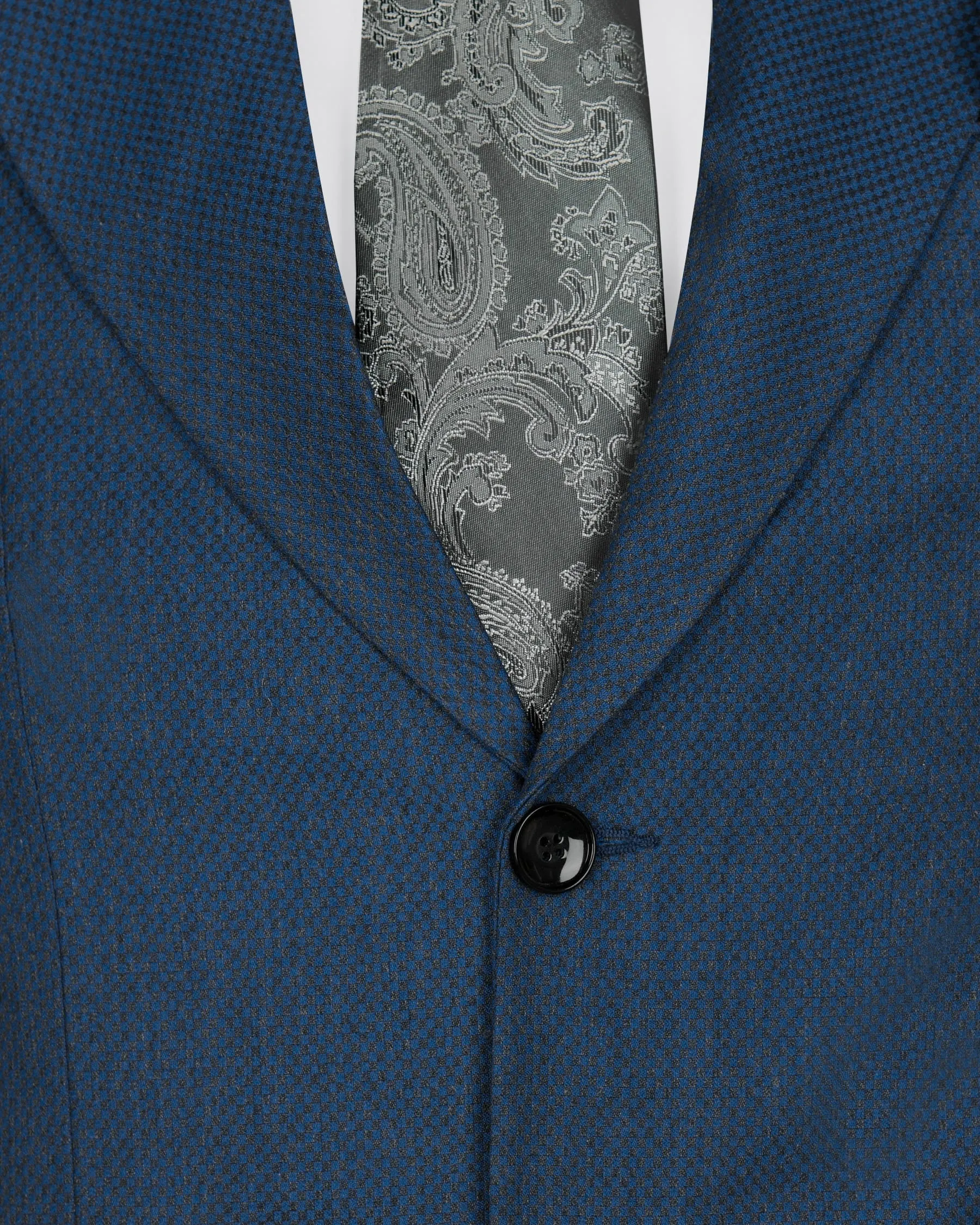 Royal blue with Subtle Charcoal Micro checked Wool Rich Blazer