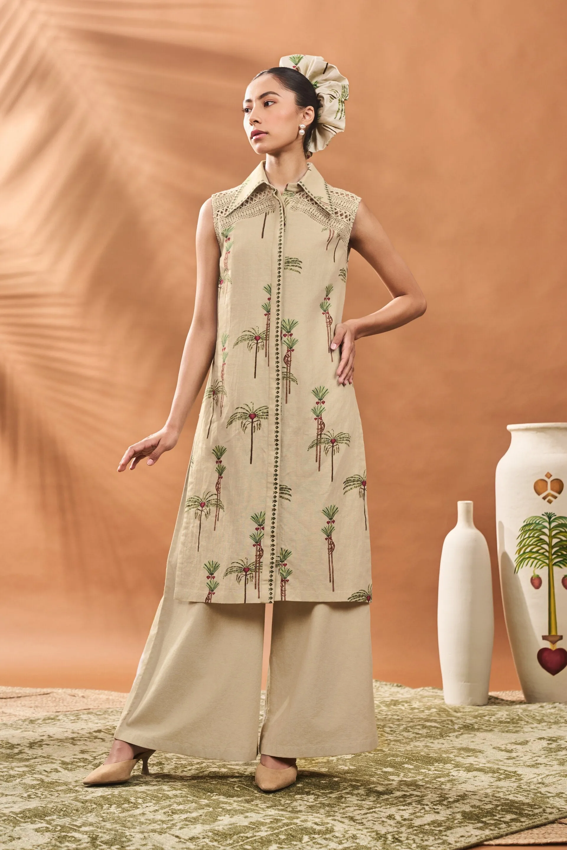Sage Green Blooming Board Tunic Set