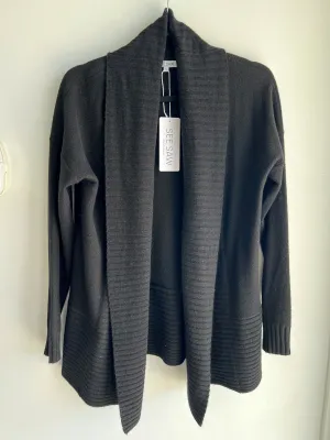 SEE SAW - Black Rib Shawl Open Cardigan - SS202