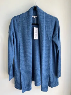 SEE SAW - Denim Rib Shawl Open Cardigan - SS202