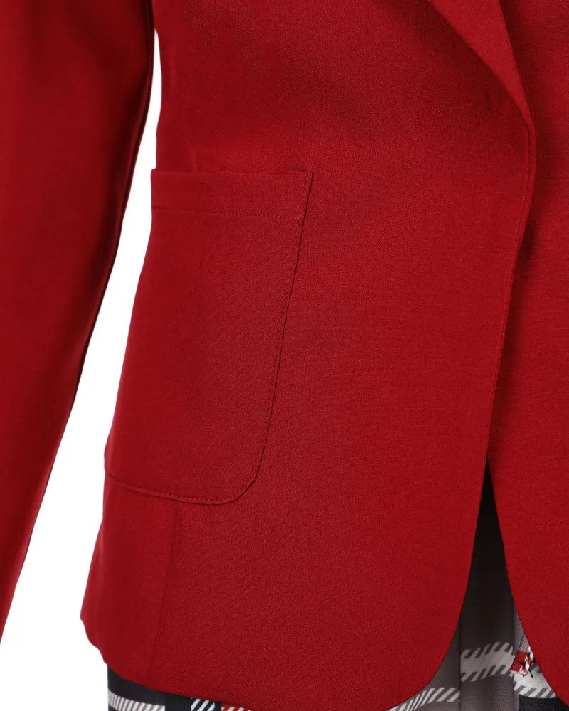 Shawl Collar Single Button Blazer & Plaid Pants Set