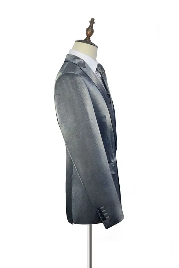 Shiny Silver Marriage Suits Glittering Peak Lapel Suits for Men