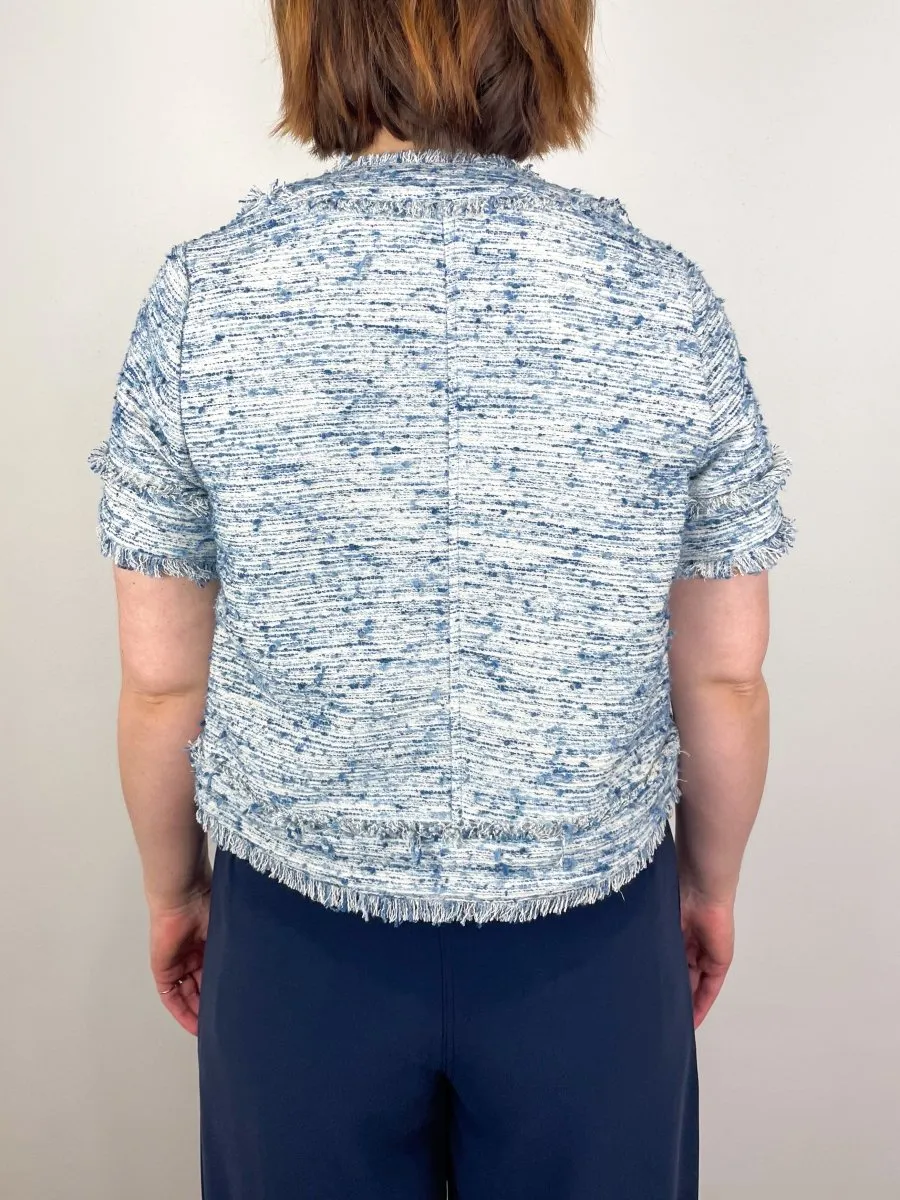Short Sleeved Chelsea Jacket in Blue Multi Tweed