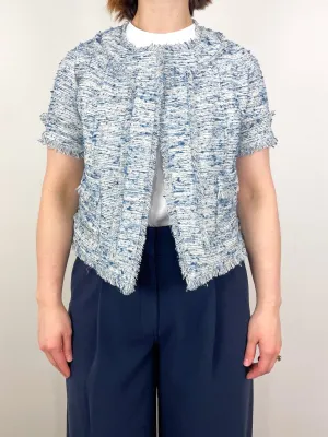 Short Sleeved Chelsea Jacket in Blue Multi Tweed