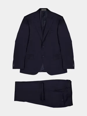 Single-Breasted Wool Navy Suit