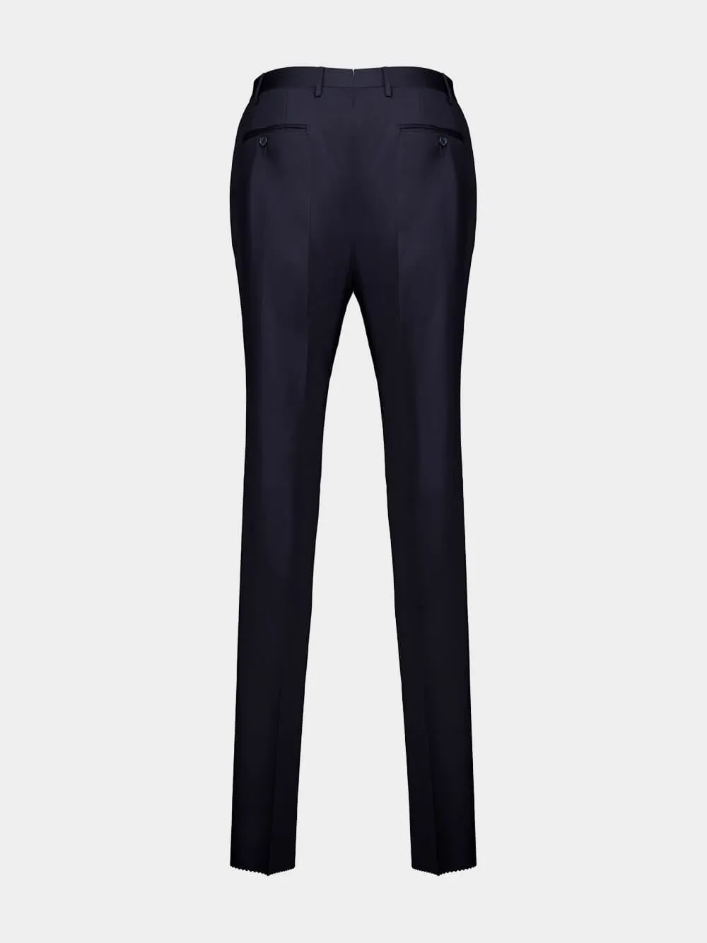 Single-Breasted Wool Navy Suit