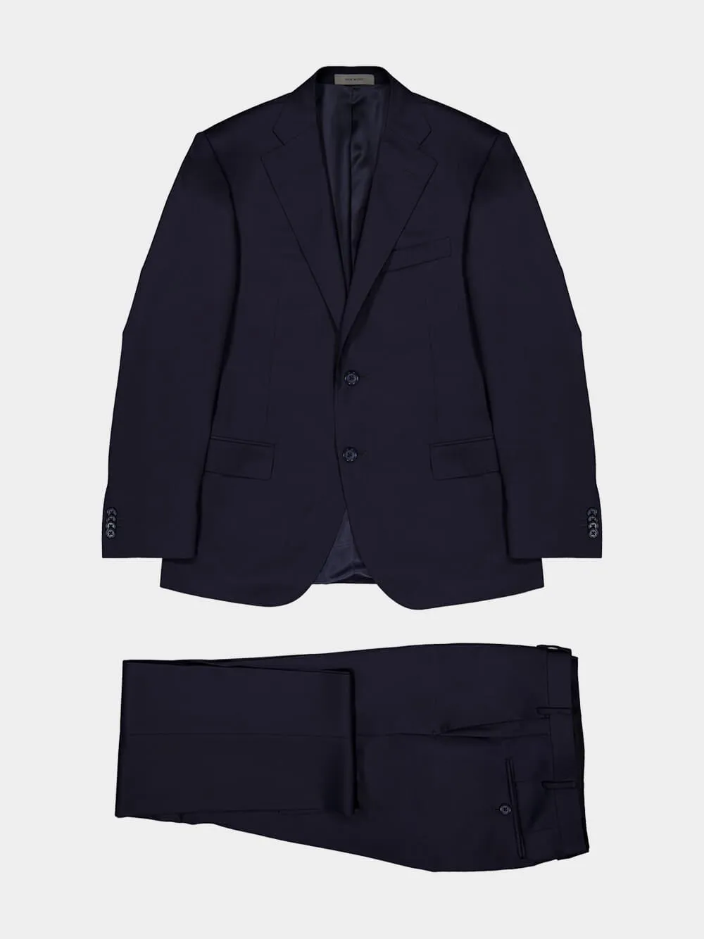 Single-Breasted Wool Navy Suit