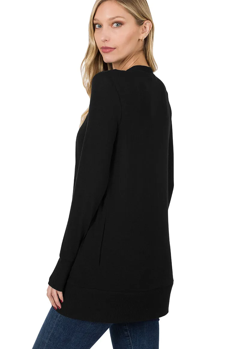 Snap Button Sweater Cardigan with Side Pockets | FINAL SALE