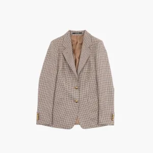 TAGLIATORE Beige-Multi Classic Checkered Blazer - Made in Italy