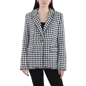 Tahari ASL Womens Tweed Houndstooth One-Button Blazer